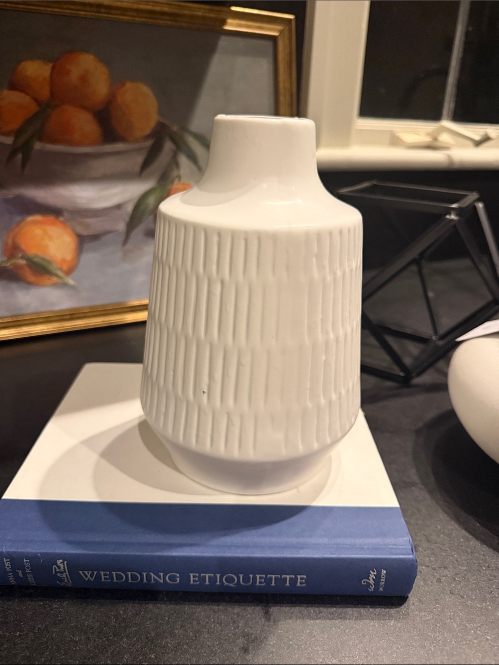 White Textured Ceramic Vase - Home Accents